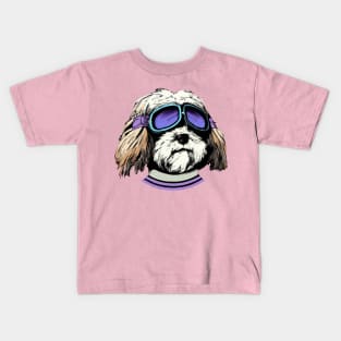 Havanese Dog Pilot Funny Dog Owner Retro Funny Dog Kids T-Shirt